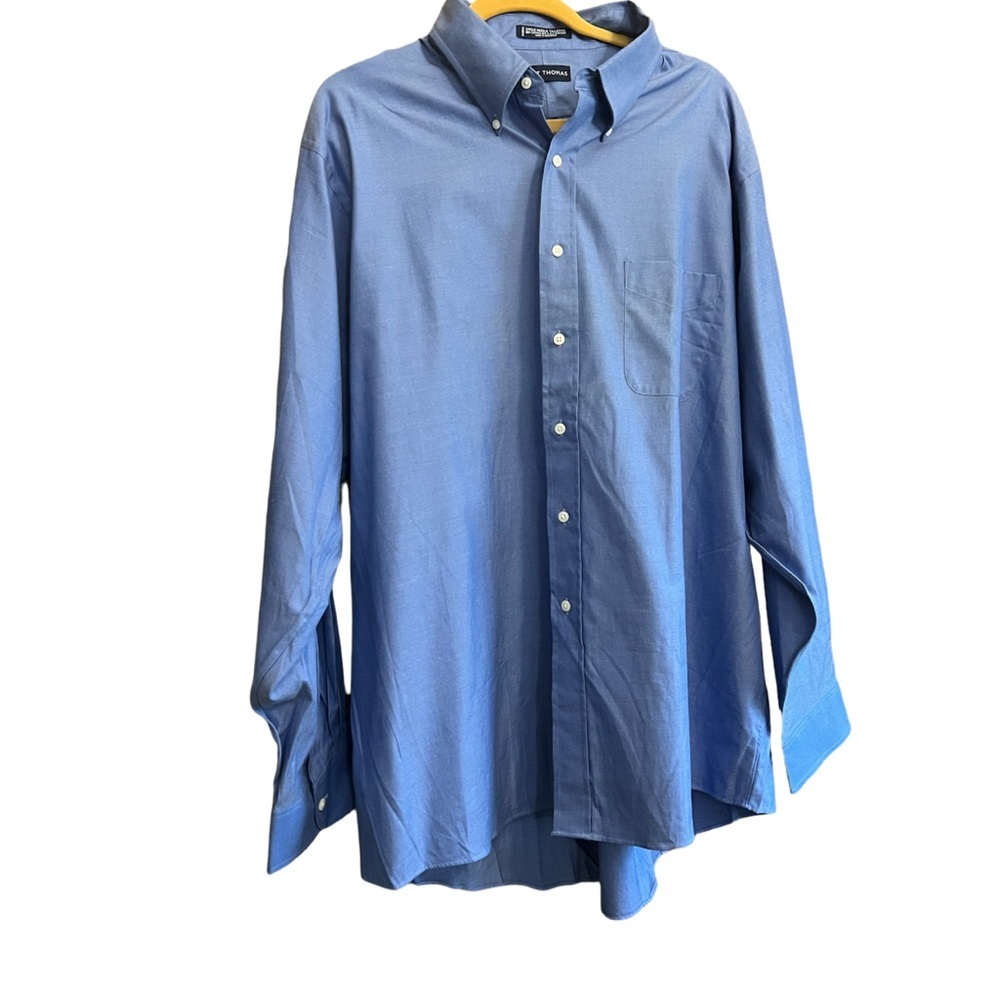 Grant Thomas Dress Shirt button down long sleeve Blue SZ: XXL